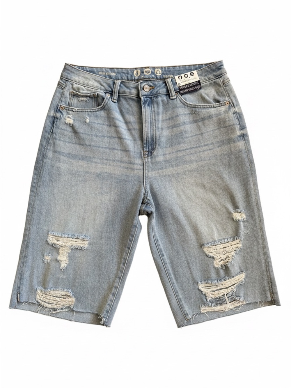 Francesca’s Light Blue Super High Rise Skater Denim Shorts Size 11/30 NWT
